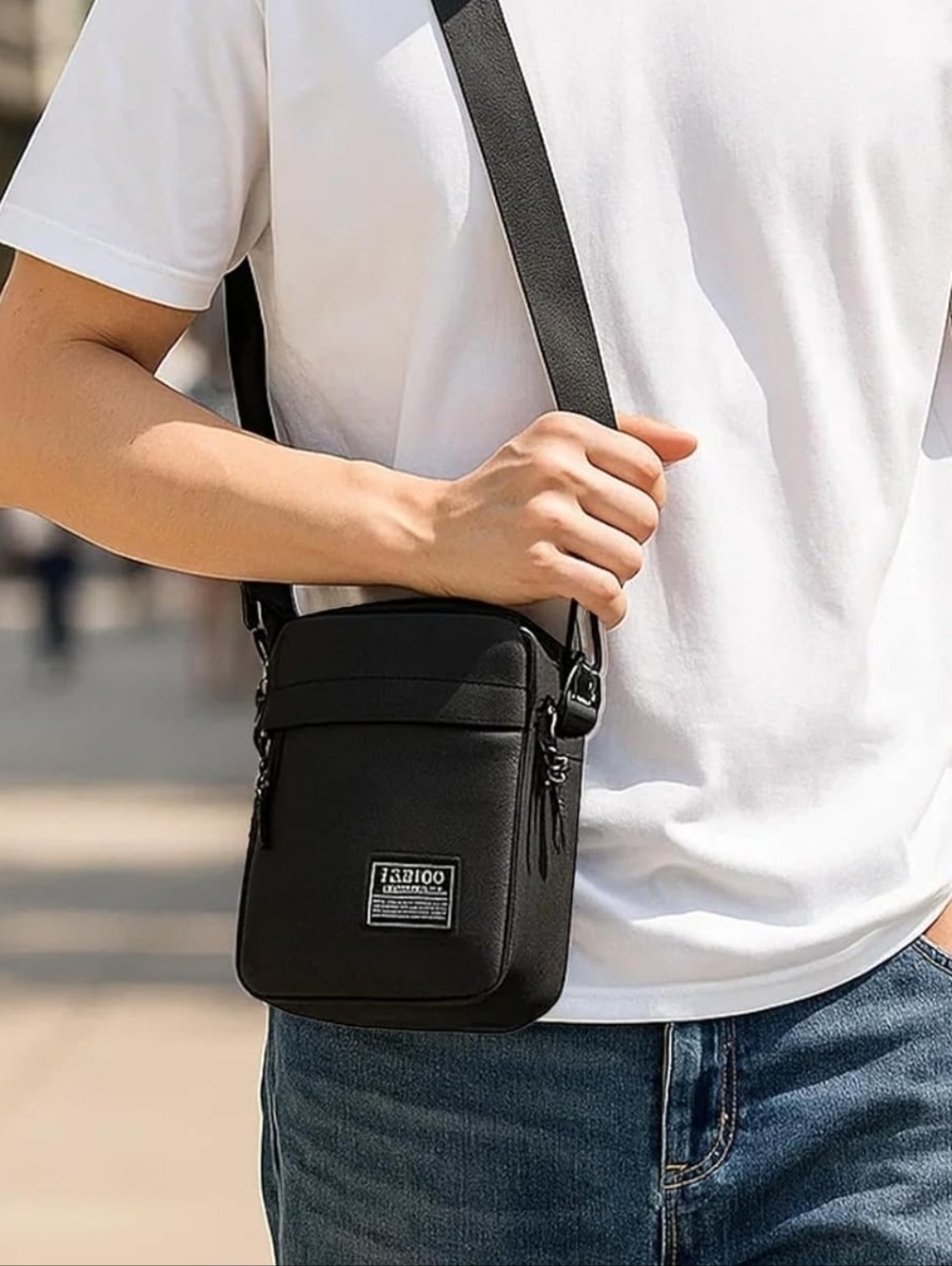 NWT Black Compact Tech Crossbody Pouch Phone Bag Unisex Travel Hiking Sling Bag